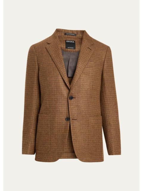 ZEGNA Men's Cashmere Tonal Houndstooth Single-Breasted Sport Coat