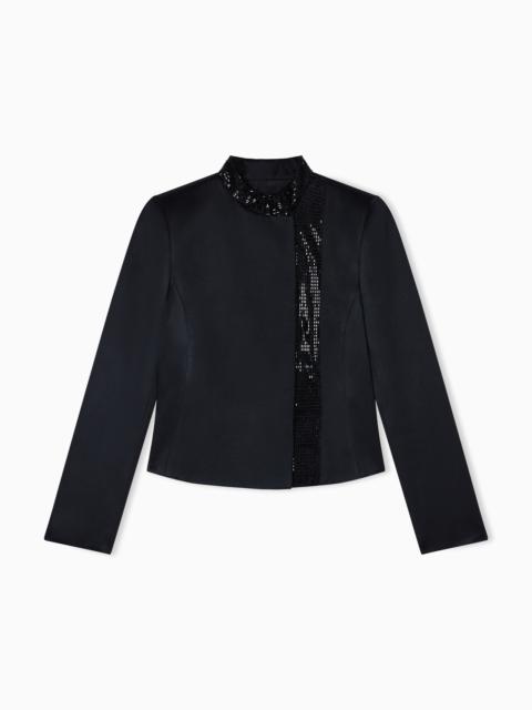 GIORGIO ARMANI SHORT VISCOSE AND SILK JACKET WITH RHINESTONE DETAIL