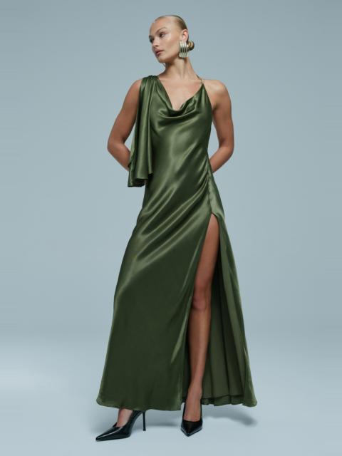 BARDOT Anastasia Satin Maxi Dress In Khaki