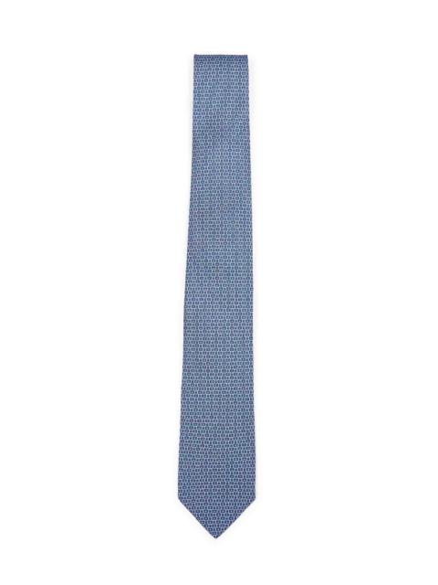 Dark blue Gancini print silk tie