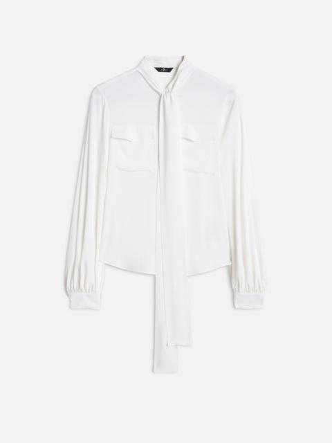 BALLOON SLEEVE BLOUSE in Silk Optical White