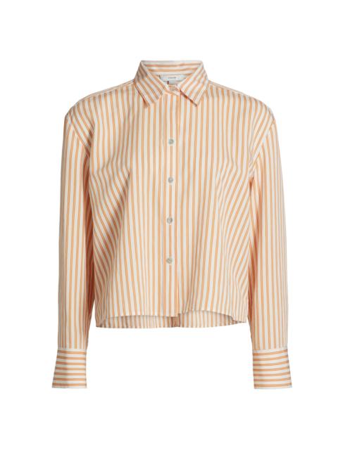 Vince Women's Till Stripe Cropped Shirt - Marigold Off White