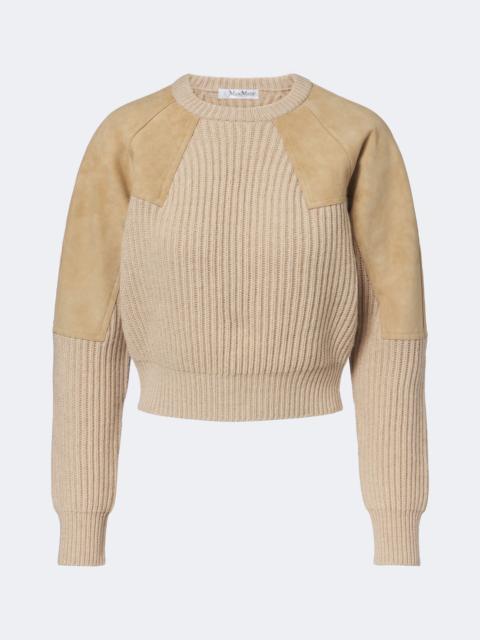 Max Mara Suede-paneled wool and cashmere sweater