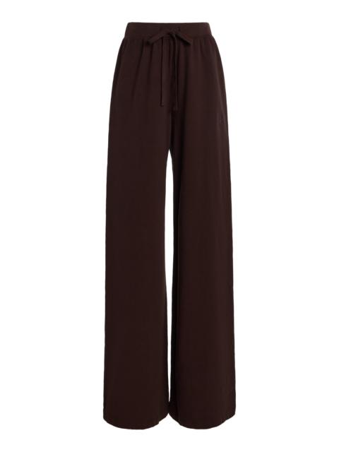 ÉTERNE Drawstring Cotton Wide-Leg Sweatpants brown