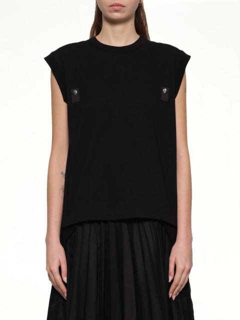 sacai Cotton Jersey x Nylon Twill T-Shirt in Black