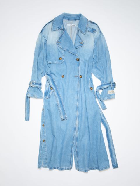 Denim double-breasted trench coat - Light blue