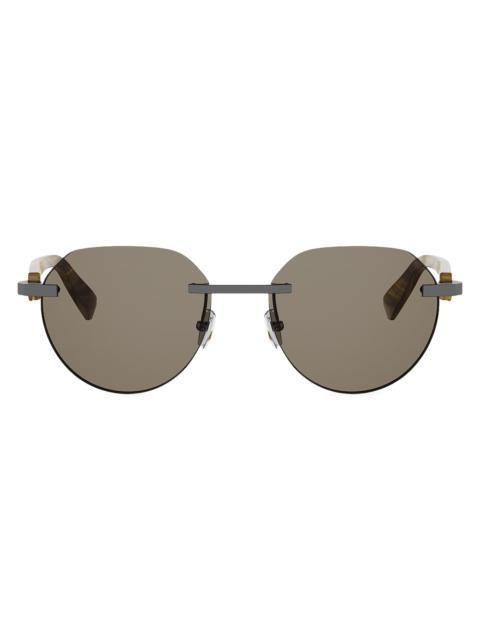 BVLGARI Men's Octo 56MM Round Sunglasses - Matte Dark Ruthenium Brown