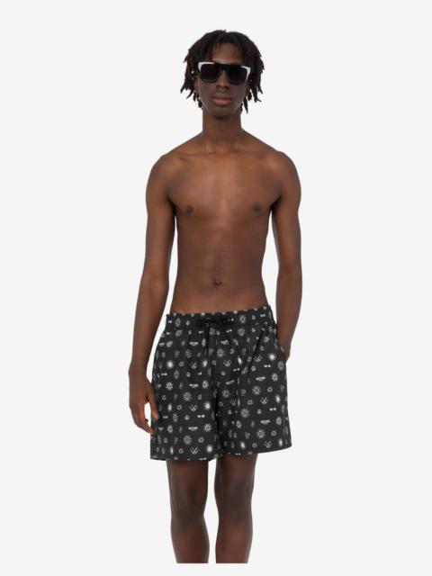Moschino PRINTED NYLON SWIM TRUNKS