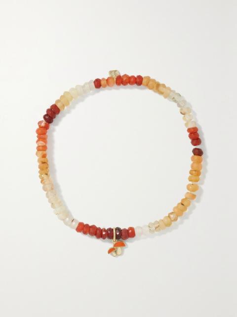 SYDNEY EVAN Mushroom 14-karat gold, enamel and opal bracelet Gold