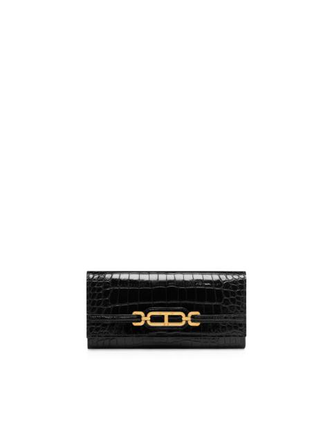 TOM FORD STAMPED CROCODILE LEATHER WHITNEY CONTINENTAL WALLET