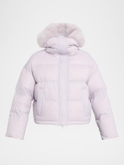 Yves Salomon Short Down Jacket with Removable Fur Trim