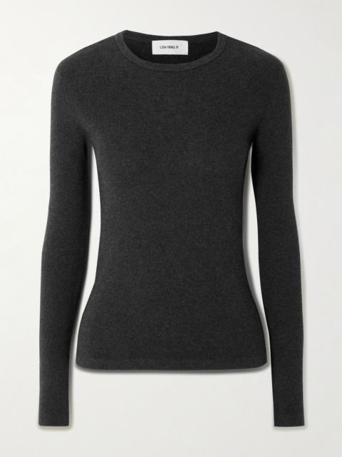 LISA YANG Vivian ribbed cotton and cashmere-blend T-shirt Charcoal