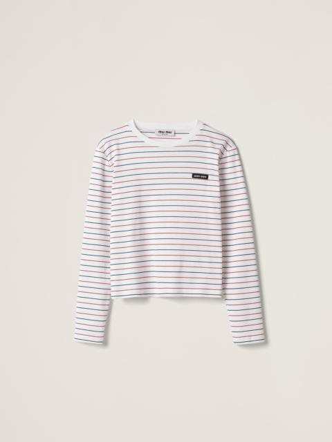 Miu Miu Long-sleeved cotton jersey T-shirt | REVERSIBLE 