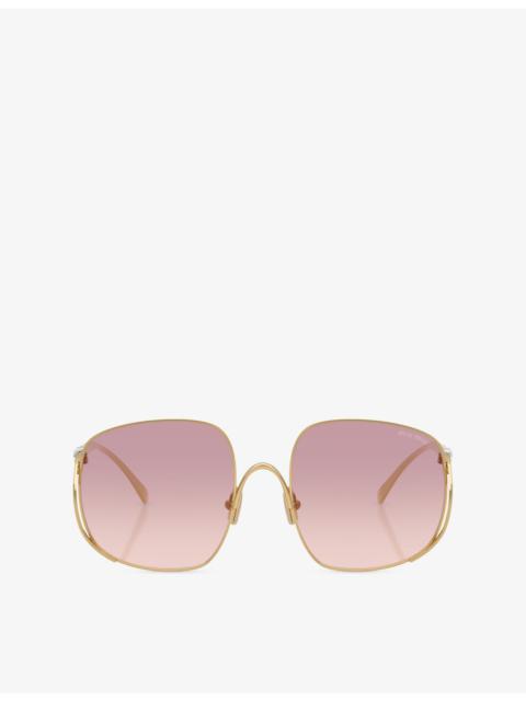 Miu Miu MU A57S Square-Frame Metal Sunglasses