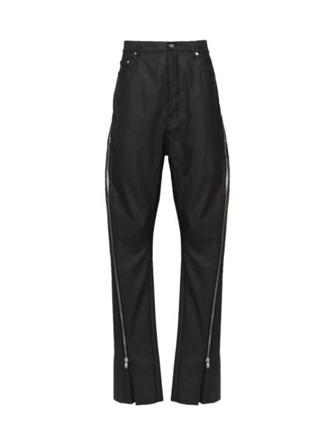 Rick Owens ZIP-DETAILED COATED STRAIGHT TROUSERS