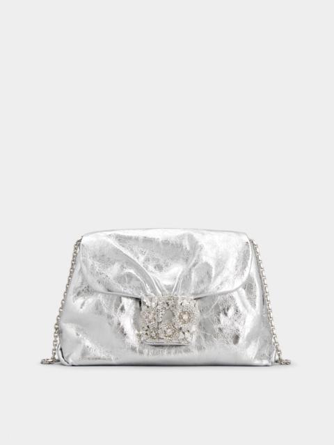 Roger Vivier Drapé Bouquet Strass Buckle Mini Bag in Leather