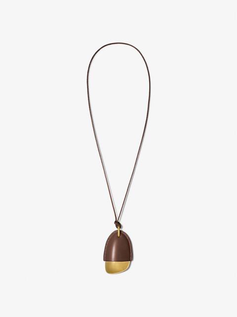 MICHAEL KORS COLLECTION Brushed Brass and Leather Wrapped Pendant Necklace