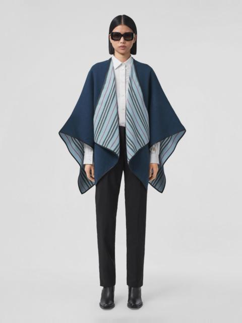Burberry Reversible Icon Stripe Wool Cape