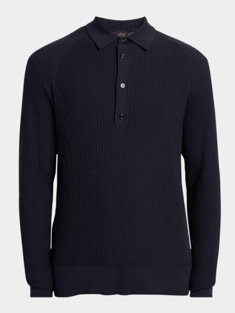 Brioni Men's Wool Rib-Knit Polo