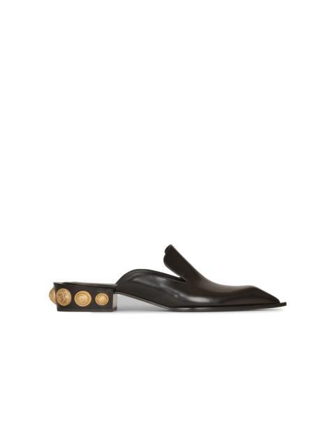 Balmain Shiny  leather Coin mule loafers