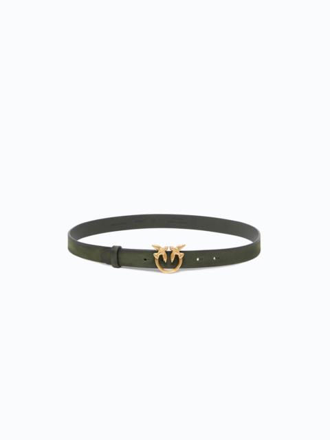 PINKO SUEDE BELT WITH LOVE BIRDS BUCKLE, 2 CM