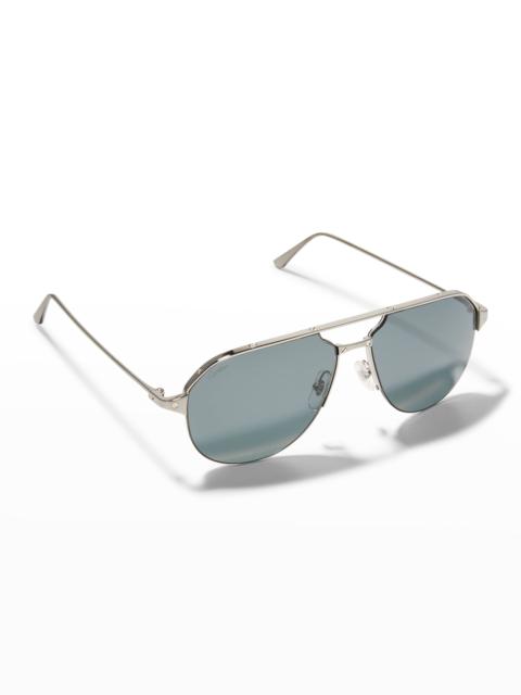Cartier Men's Double-Bridge Metal Aviator Sunglasses