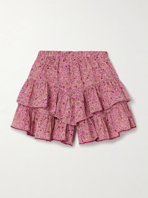 Isabel Marant Étoile Jocadia Tiered Ruffled Printed Cotton-gauze Shorts
