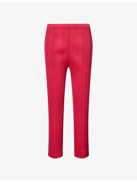 Pleats Please Issey Miyake Regular-Fit Tapered Knit Trousers