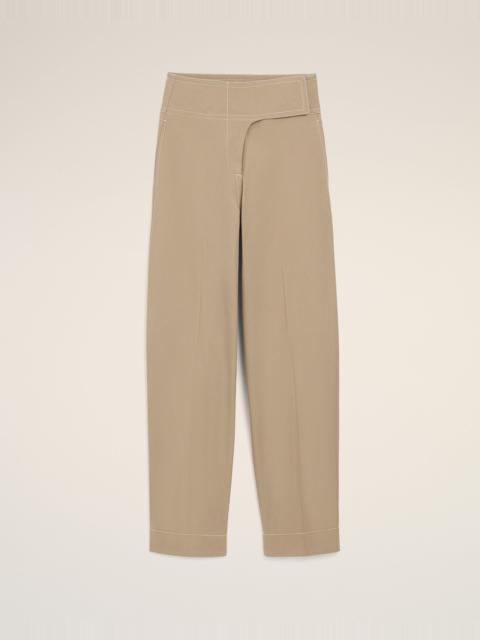 AMI Paris BEIGE COTTON WRAPPED BELTED TROUSERS