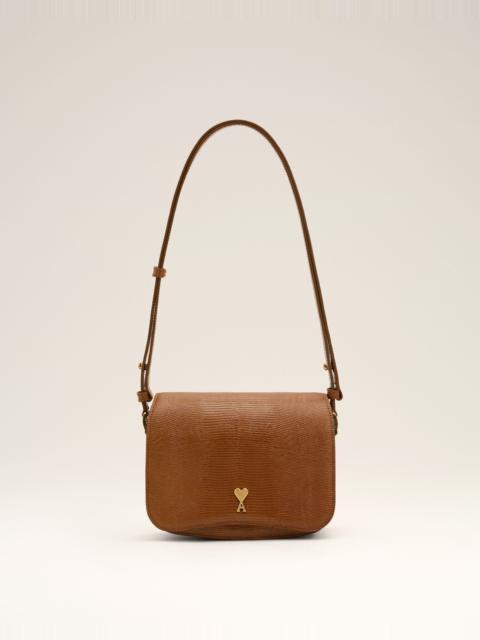 AMI Paris BROWN LIZARD EMBOSSED COWHIDE LEATHER PARIS PARIS BAG