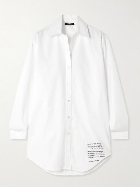 KIKI DE MONTPARNASSE Poem embroidered cotton Oxford shirt White