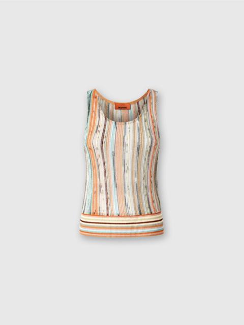 Missoni Striped lamé slub viscose sleeveless top