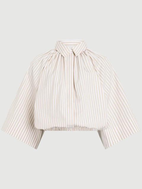 PATOU ORGANIC COTTON VOLUMINOUS SHORT-SLEEVED STRIPED BLOUSE