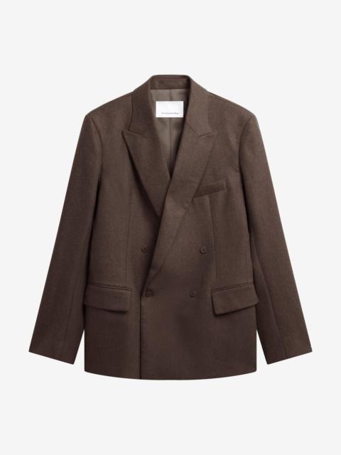 The Frankie Shop Newark Flannel Double Breasted Blazer - Mocha