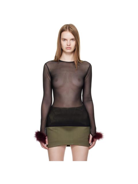 MUGLER Black Marabou Mesh T-shirt