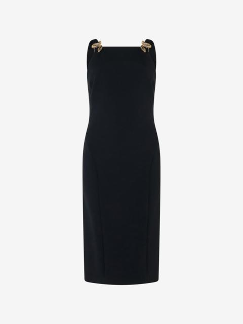 Roberto Cavalli Black Sheath Dress with Snake Detailing