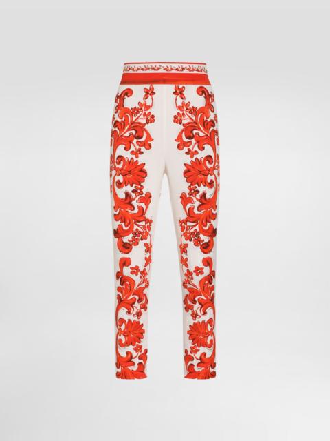 Dolce & Gabbana Majolica-print charmeuse leggings