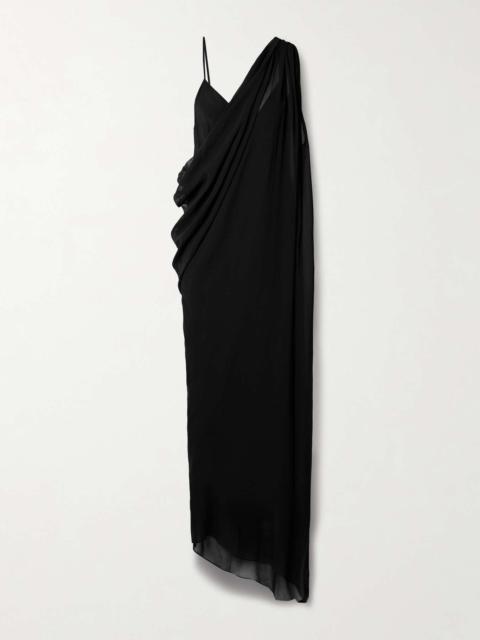 Taj one-shoulder layered draped silk-chiffon maxi dress