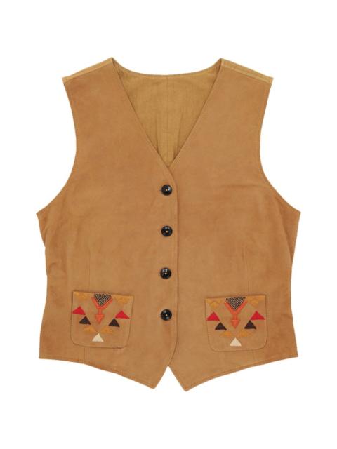 FORTELA embroidered pocket chamois leather waistcoat