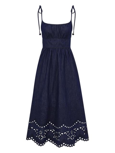Zimmermann MAHON BRODERIE DENIM MIDI