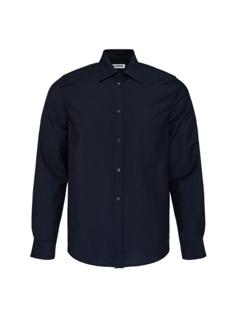 Jil Sander Wool Mohair Canvas Long Sleeve Shirt