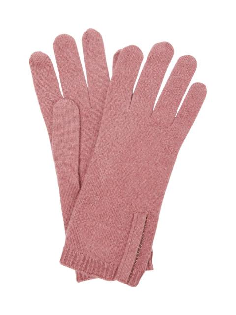 Embellished cashmere knit gloves