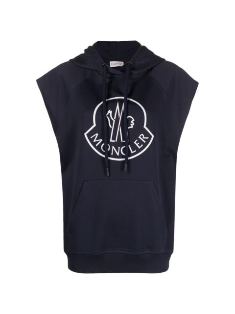 logo-print sleeveless cotton hoodie