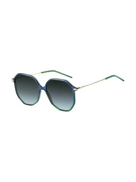 BOSS TUBULAR-TEMPLE SUNGLASSES WITH BLUE-GREEN FRAMES