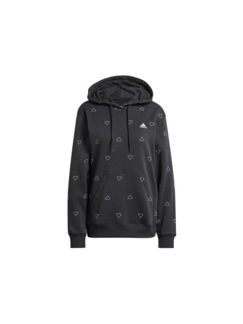 adidas adidas Essentials Monogram Regular Fleece Graphic Hoodie Black