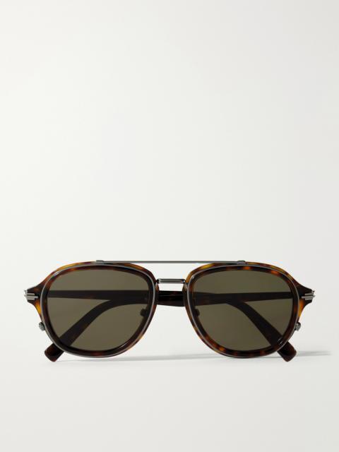 Dior DiorBlacksuit A4U Aviator-Style Tortoiseshell Acetate and Silver-Tone Sunglasses