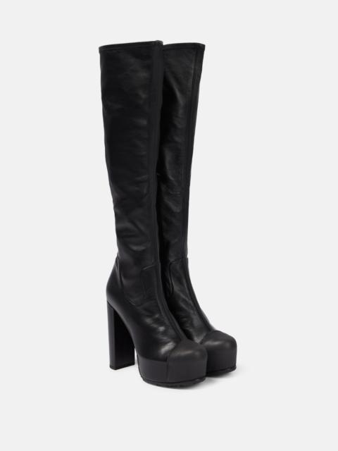 sacai Leather platform knee-high boots