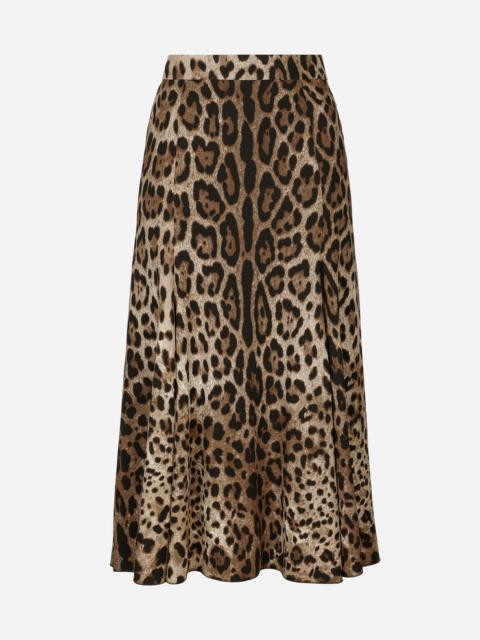 Leopard-print cady circle skirt