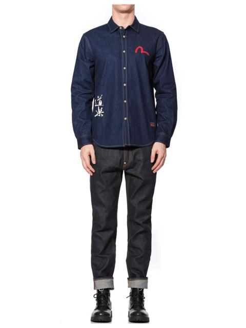 EVISU DENIM SHIRT WITH GODHEAD EMBROIDERY