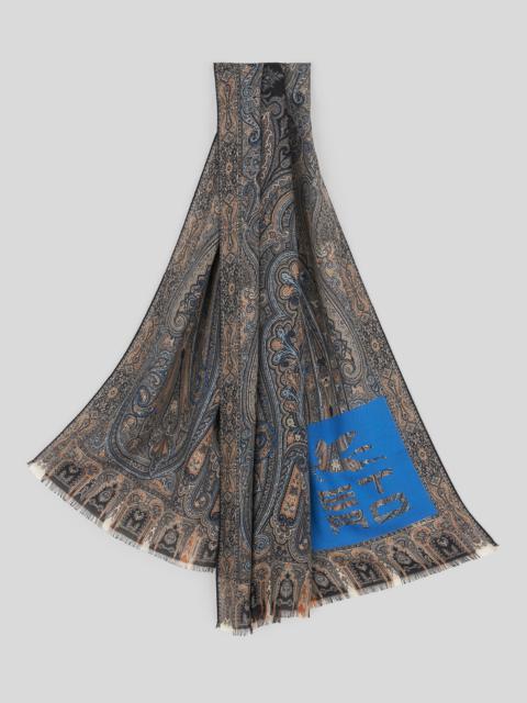 Etro PAISLEY SCARF WITH ETRO CUBE LOGO